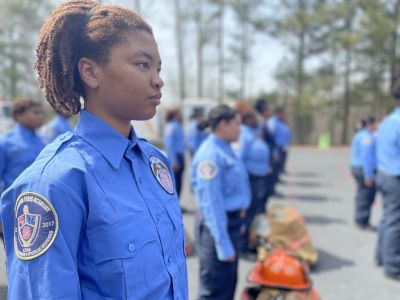 Student in class outdoors